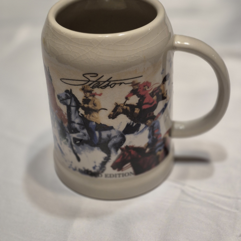 Stetson Edition Ceramic Mug with Equestrian Design - Cream